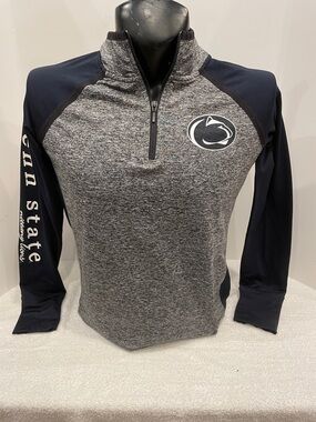 Womans Penn State University Heather Gray & Navy Quarter-Zip Long Sleeve